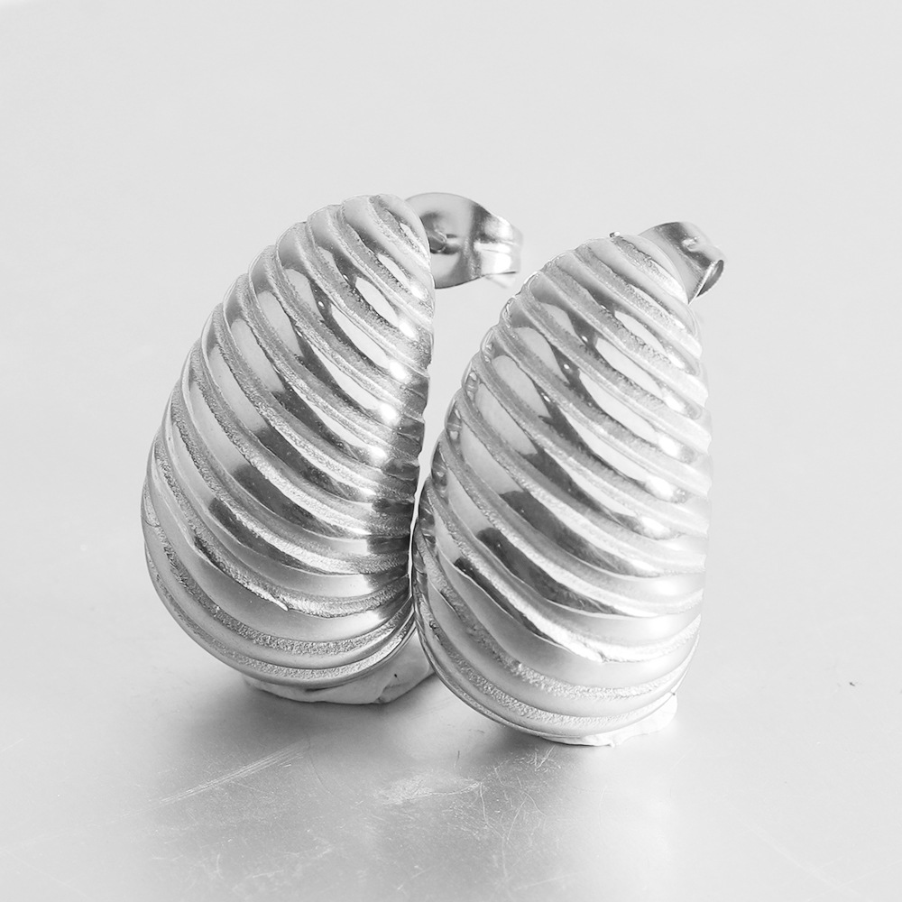Ear Studs Classification 1 Pair Simple Style Stripe Water Droplets Plating Stainless Steel 18k Gold Plated Ear Studs
