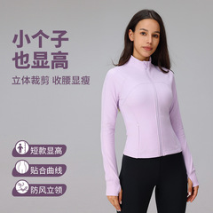 Slim-fitting stand-up collar autumn and winter short-sleeve zippered running and fitness top Lulu yoga wear