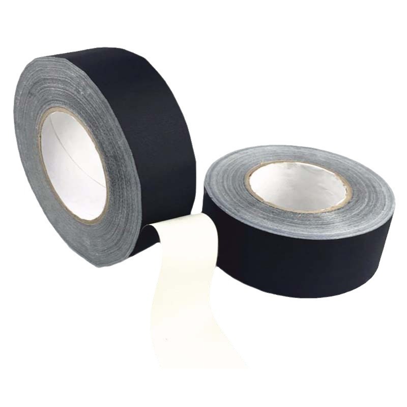 Cinta a base de tela mate mate, cinta adhesiva opacas no reflectante, fotografía decorativa, escenario, fondo impermeable y fácil de rasgar, negro
