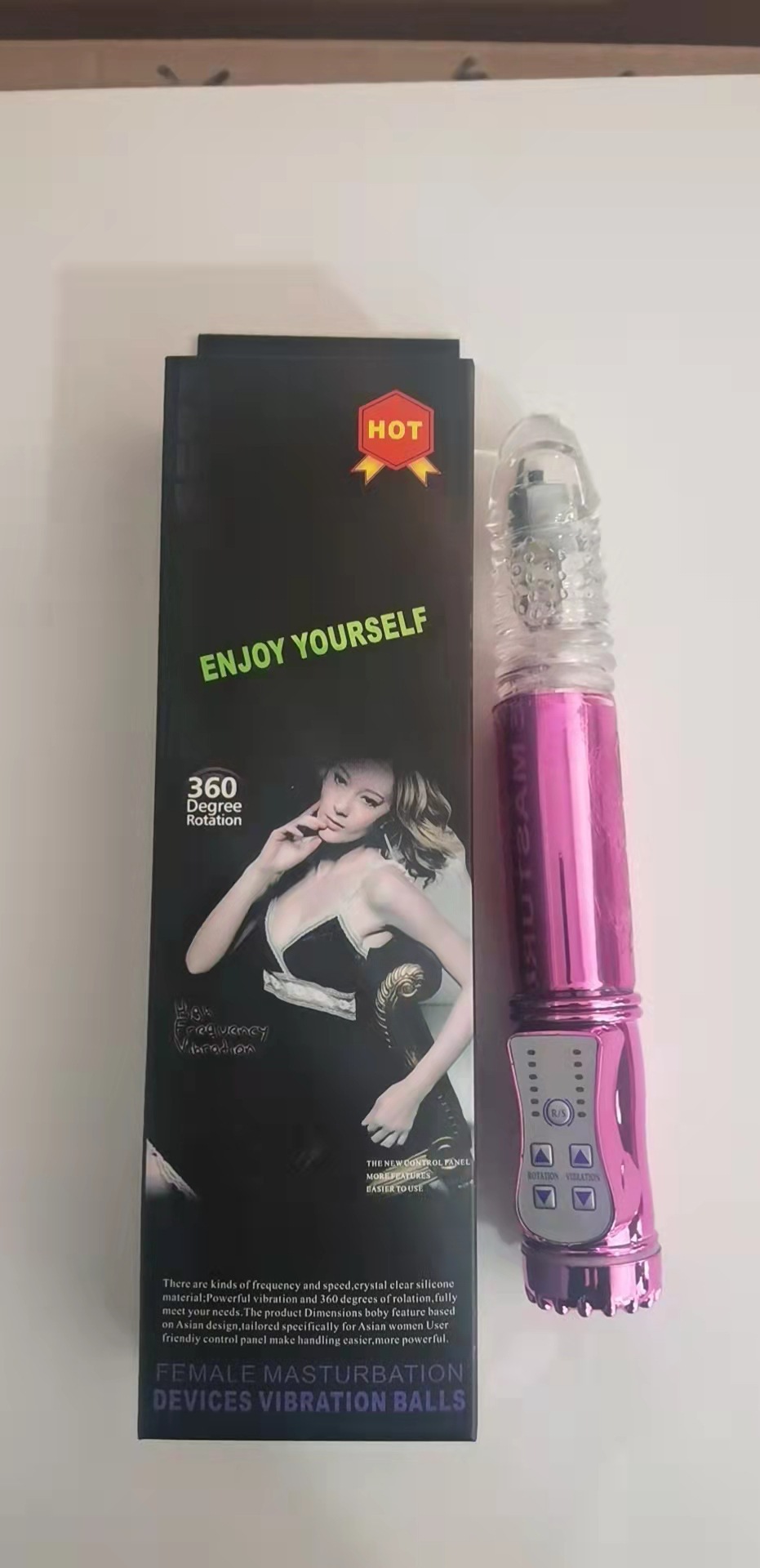Thor Telescopic Rotating Bead Wand Vibrator, Variable Frequency Black Dominator Massager — detail image 6
