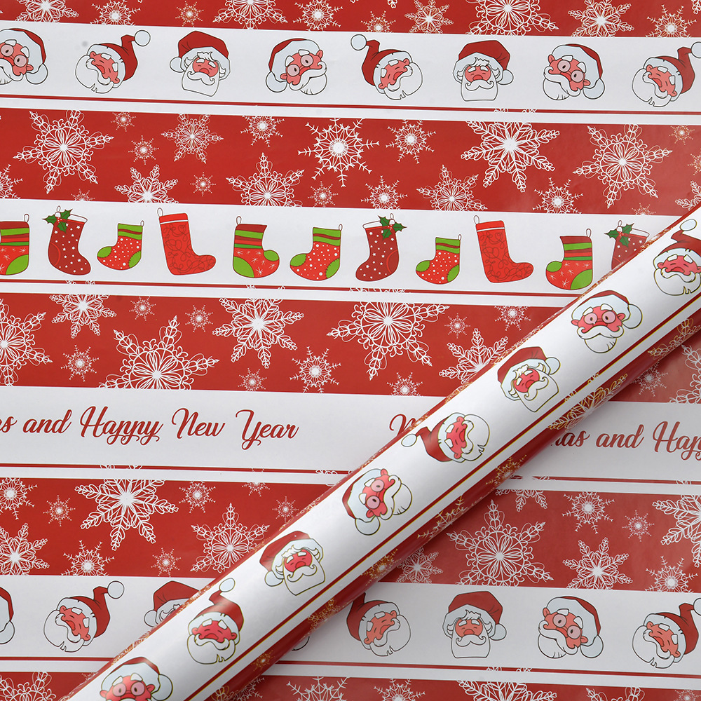 Nuevo papel brillante de bronce transfronterizo papel de embalaje de regalo de Navidad Papá Noel dibujos animados árbol de Navidad diy papel de regalo