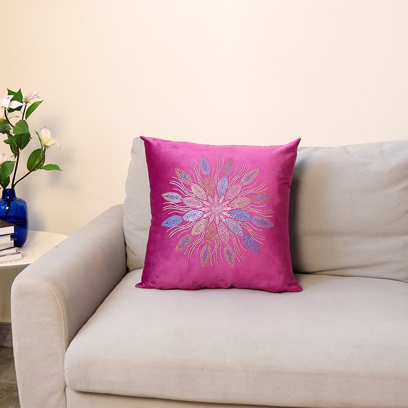 Moderno semplice colore olandese velluto strass fiore federa decorazione della casa modello camera divano cuscino fodera all'ingrosso_voghion.com