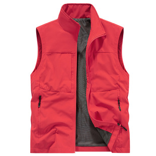 plus size Men's Vest Spring and Autumn Cross-border Vest Korean Fashionable Handsome Waistcoat Outdoor Multi-pocket Vest Waistcoat Sleeveless