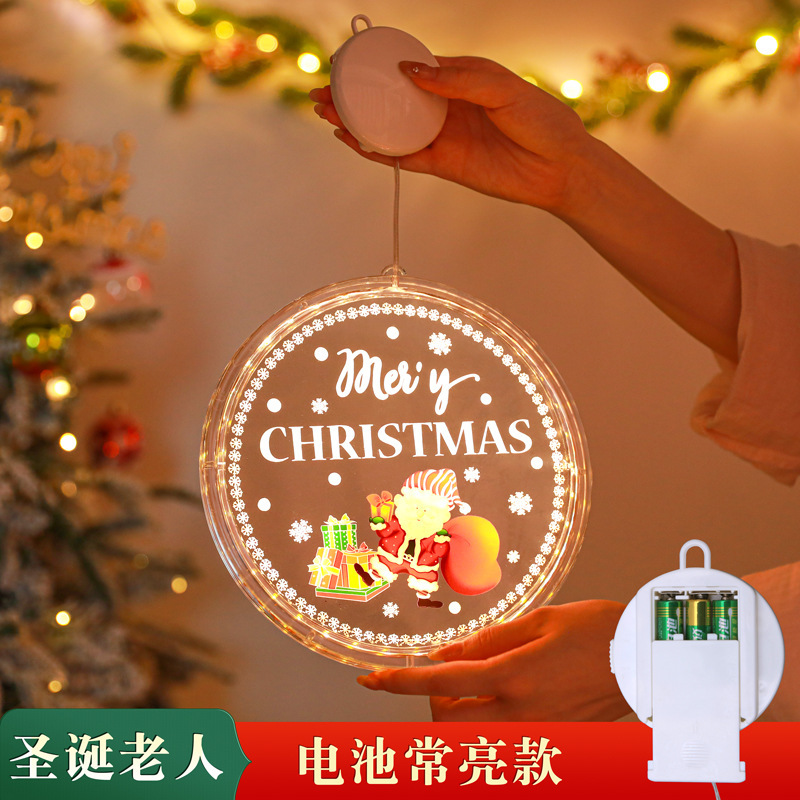 Navidad LED decoración luminosa puerta colgante árbol de Navidad ventana del centro comercial luces de atmósfera pintadas ventanas redondas colgantes