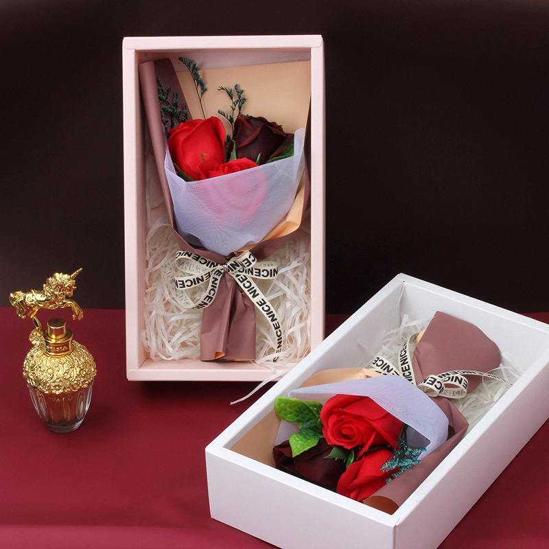 3 Rosen Seifenblumenstrauß Lichter Kreatives Valentinstagsgeschenk Jahrestagsgeschenke display picture 1