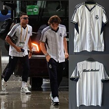 皇马棒球服刺绣足球服阿森纳曼联运动休闲开衫2025夏季新款短袖