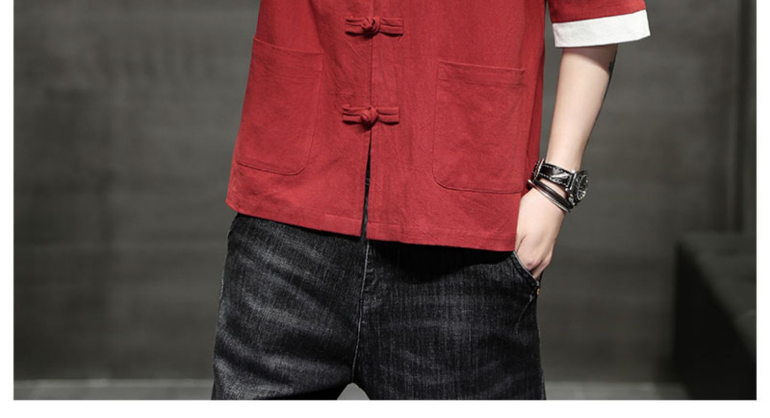 2024 Summer Chinese cotton linen short sleeved men's Tang embroidery Han style loose China-Chic shirt men_autovado.com