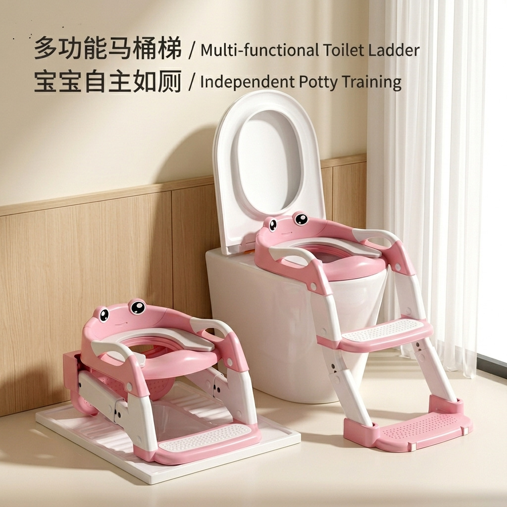 Inodoro infantil escalera tipo escalera asiento de inodoro plegable ajustable 3 - en - 1 inodoro artefacto inodoro infantil image 1