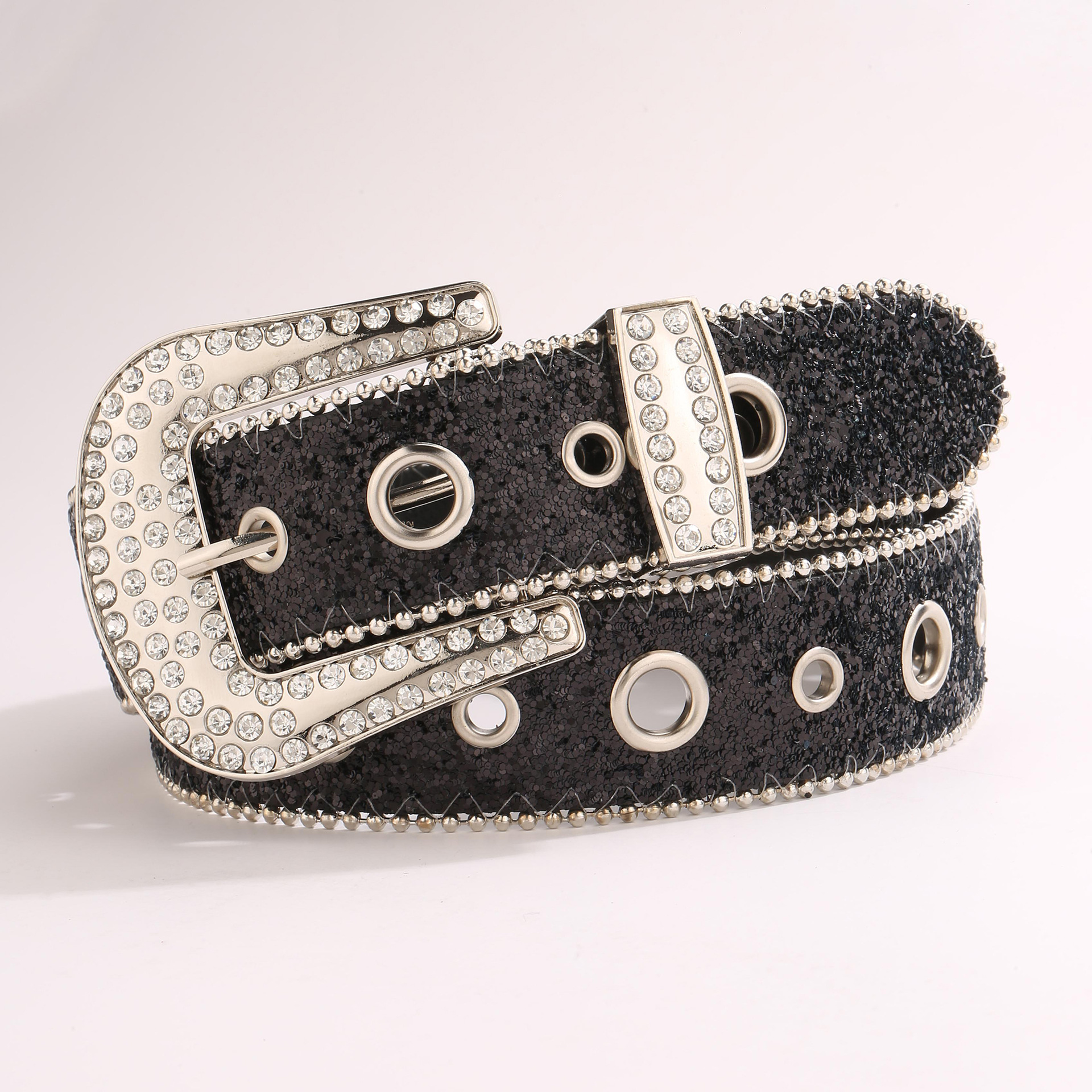 y2k side beaded wide belt for women fashion ins style belt glitter personality belt for women senior sense belt women