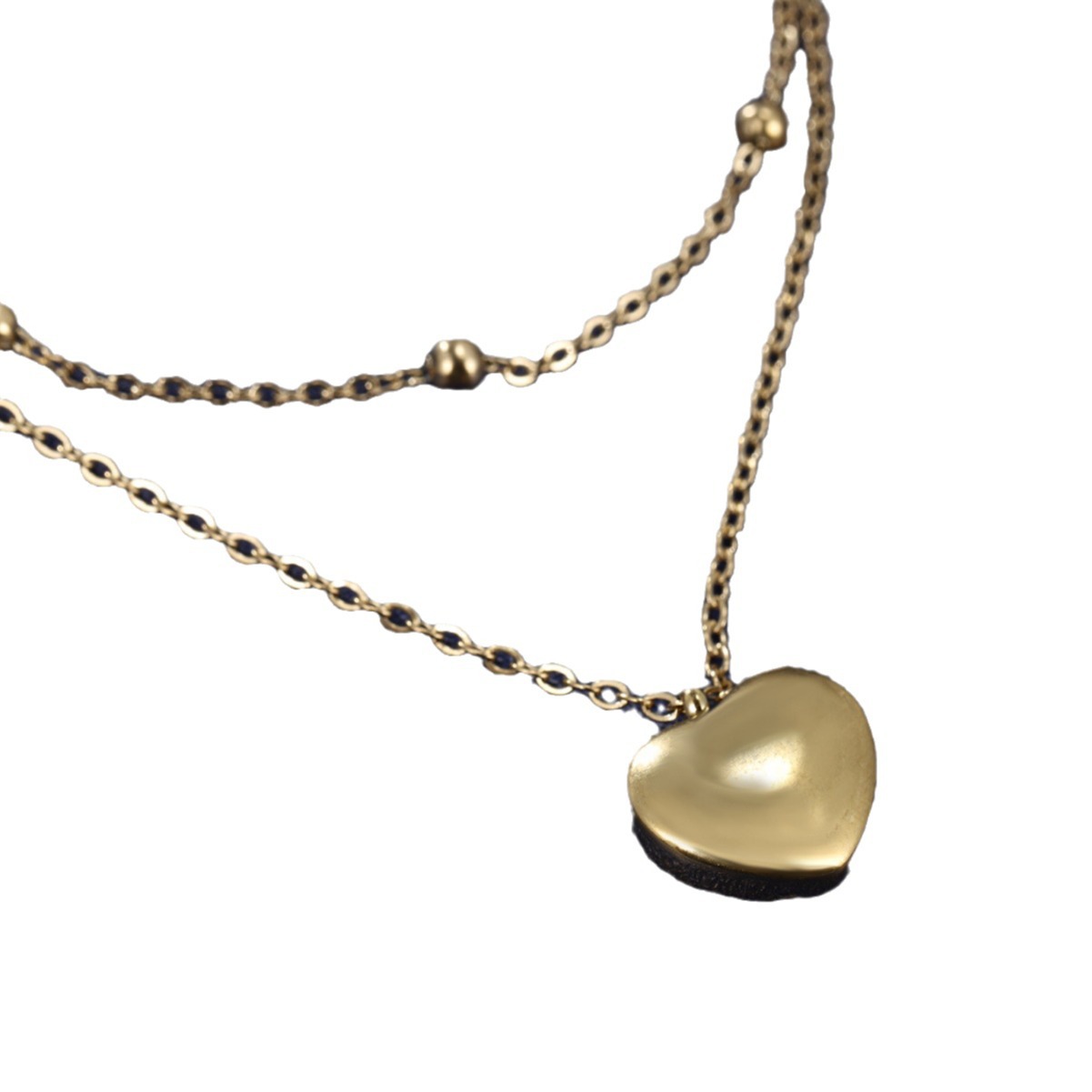 Xuping simple amor collar de acero de titanio nicho femenino sentido de diseño de doble capa de acero inoxidable personalidad europea y americana cadena de collar clavícula