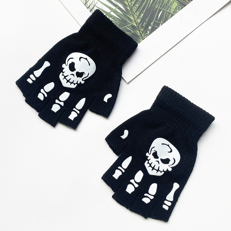 亚马逊欧美跨境夜光骷髅头骨爪手套万圣节发光手套Skull Gloves|undefined