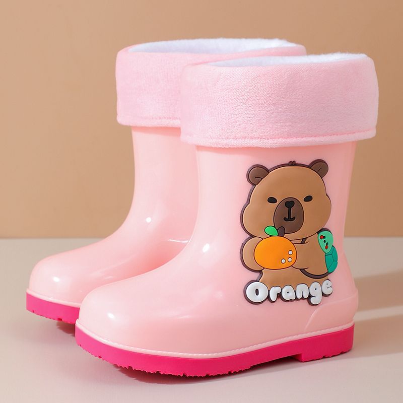 Nuevos niños capibara barril corto impermeable bebé zapatos de lluvia botas de lluvia barril medio para niños y niñas dibujos animados jardín de infantes zapatos de agua