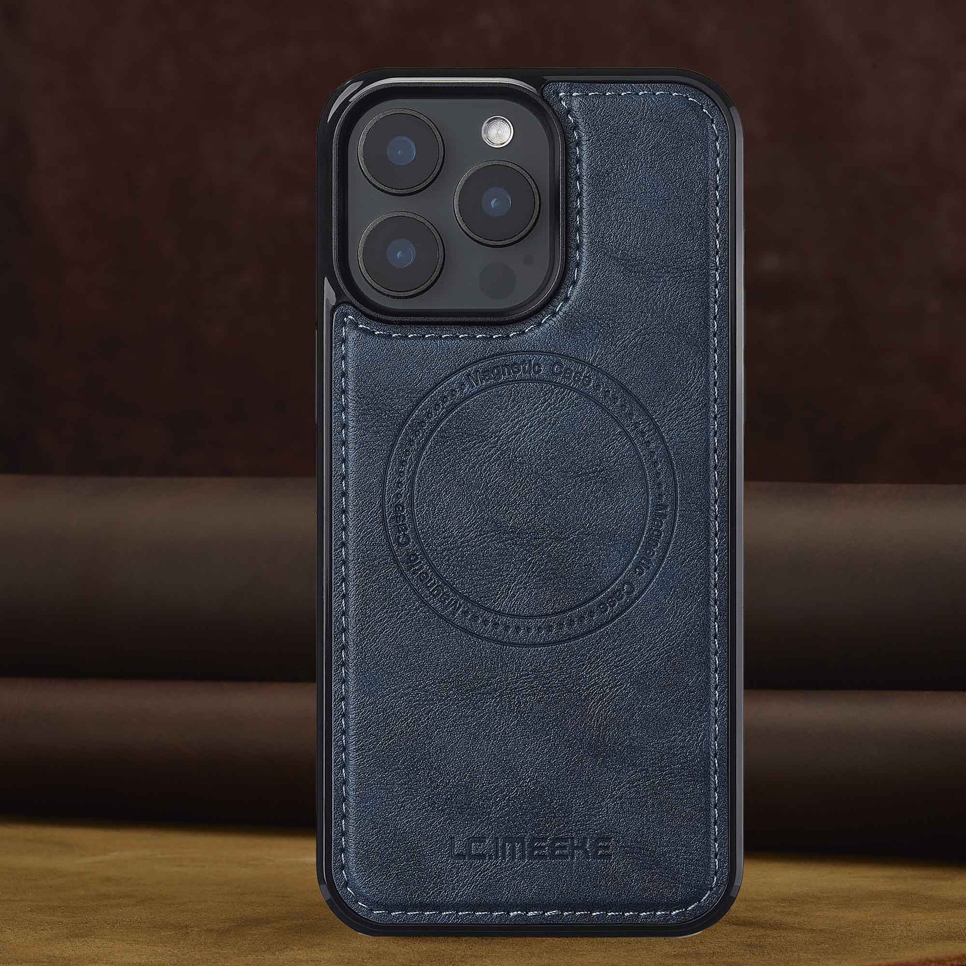 LC.imeeke适用iPhone16磁吸壳15疯马纹14ProMax保护套苹果17皮套