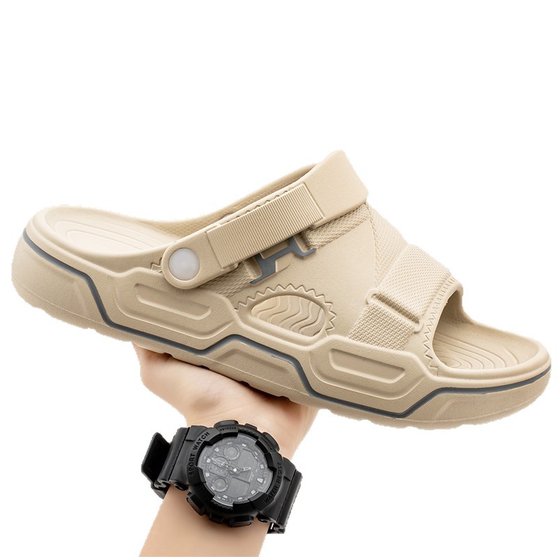 Zapatillas transfronterizas verano nuevo estilo antideslizante de una palabra río arriba zapatos transpirables suela suave dos cinturones sandalias y pantuflas de eva para hombre