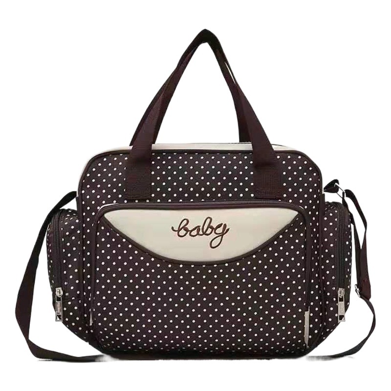 [Factory hot sale] polka dot multi-functional mummy bag five-piece set large capacity maternity storage crossbody mother and baby bag