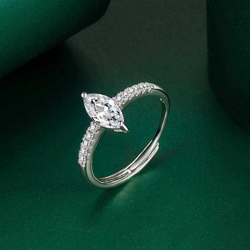 6g Weight Zircon Inlay Material Simple Style Solid Color White Copper Inlay Zircon Rings