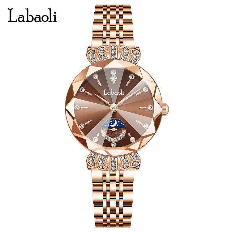 Laboli reloj de mujer en vivo popular Reloj de segunda placa pequeña para mujer con diamantes incrustados Reloj de cuarzo impermeable de moda de nicho de lujo ligero