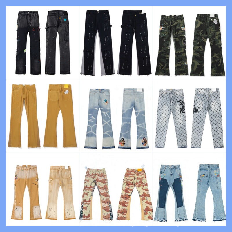 Gallery Dept Cross-Border Patchwork Splatter Denim Flared Jeans Washed Vintage Patchwork Jeans Lumberjack Style