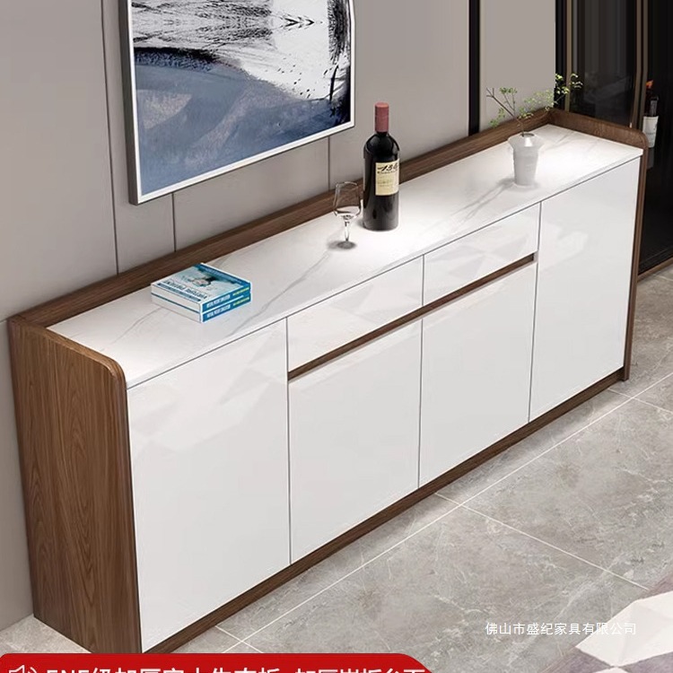 Light Luxury Slate Sideboard Solid Wood Ecological Board Cabinet Guest Restaurant Cupboard Large Capacity Tea Storage Cabinet