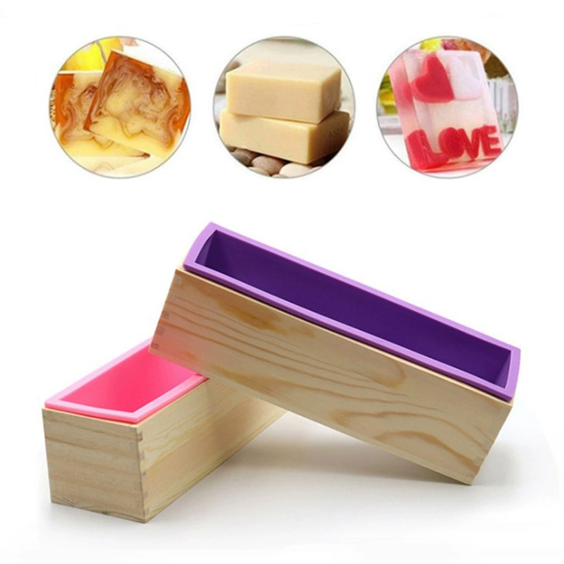 Rectangular soap mold, silicone handmade soap, wooden box, 1200 ml