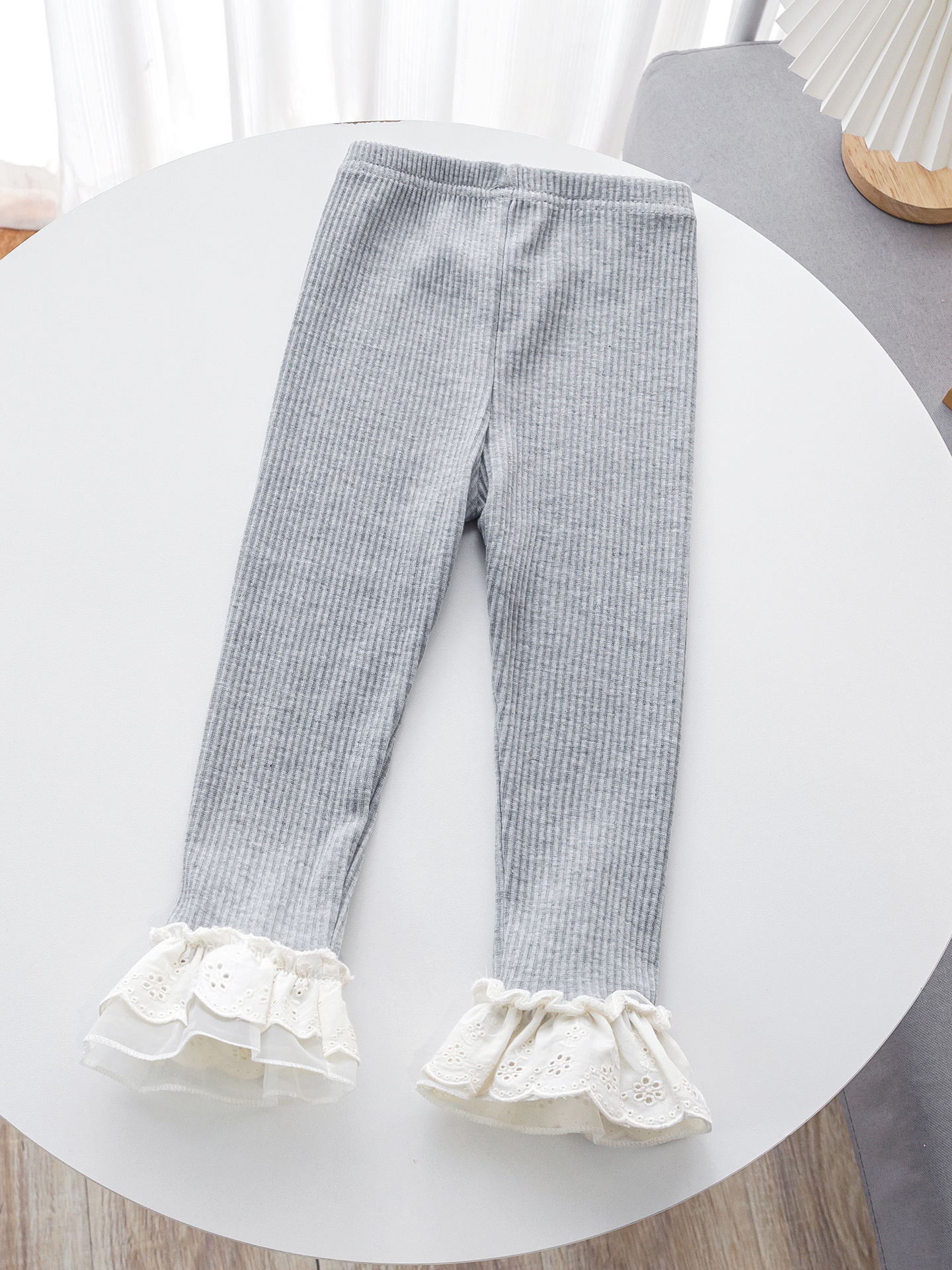 Girls' Spring and Autumn Leggings Girls' Western Style Lace Lace Trousers Children's Cotton Slim-fit Korean Trendy Pants