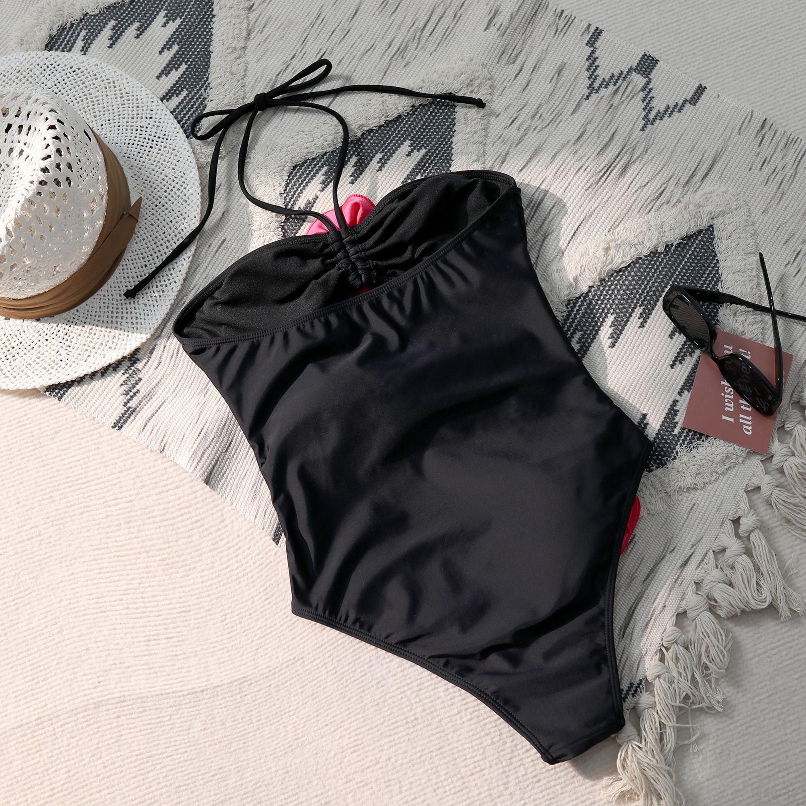 189g Weight Sleeveless Sleeve Length Polyester Fabric Type Regular Top Length One-pieces Tops Type 1 Piece Quantity Swimming Pool Occasion Halter Neck Neckline Regular Fit Fit Type Solid Color Pattern Women's Gender Beach Style Women's Lady Beach Solid Color 1 Piece One Piece Swimwear 10