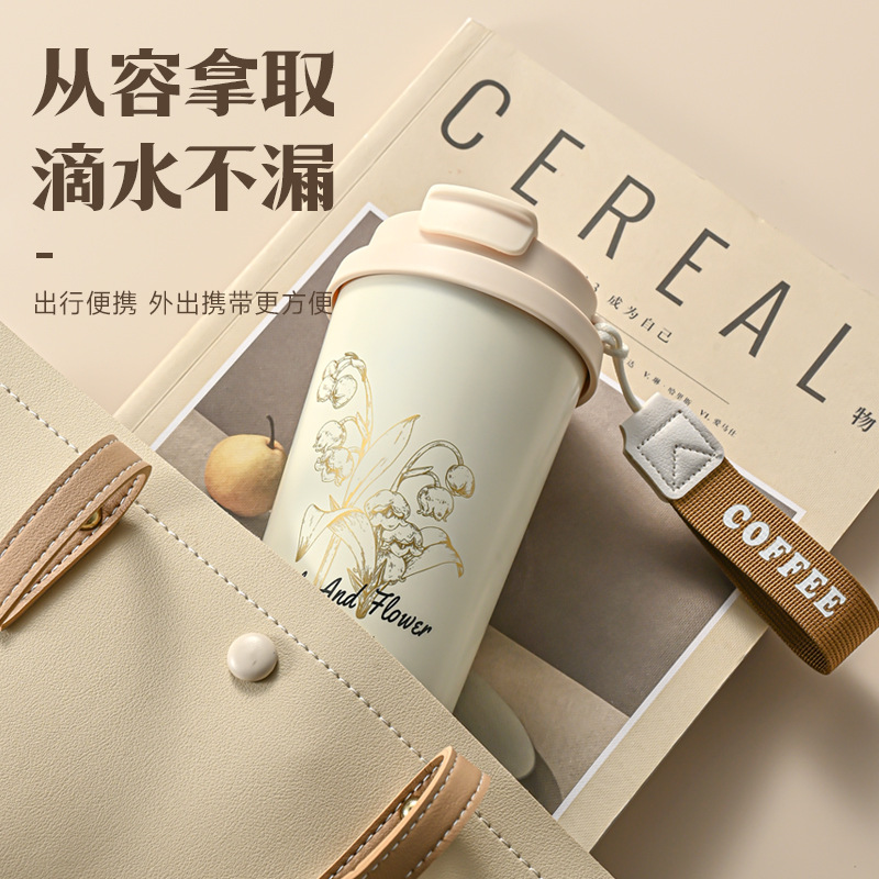 Taza de café de acero inoxidable 316 taza de cerámica de alta belleza ins taza de automóvil portátil de niñas al por mayor