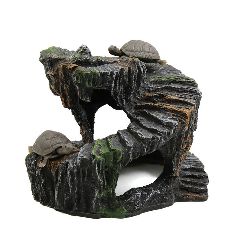 Tortuga de resina de simulación, plataforma de escalada, pecera, artesanía, decoración de acuarios
