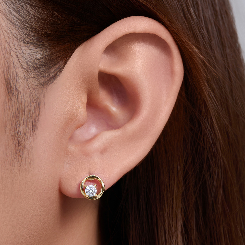 S925 plata esterlina europea y americana geométrica circular hueco-fuera de circón pendientes temperamento femenino sense pendientes nicho diseño luz lujo