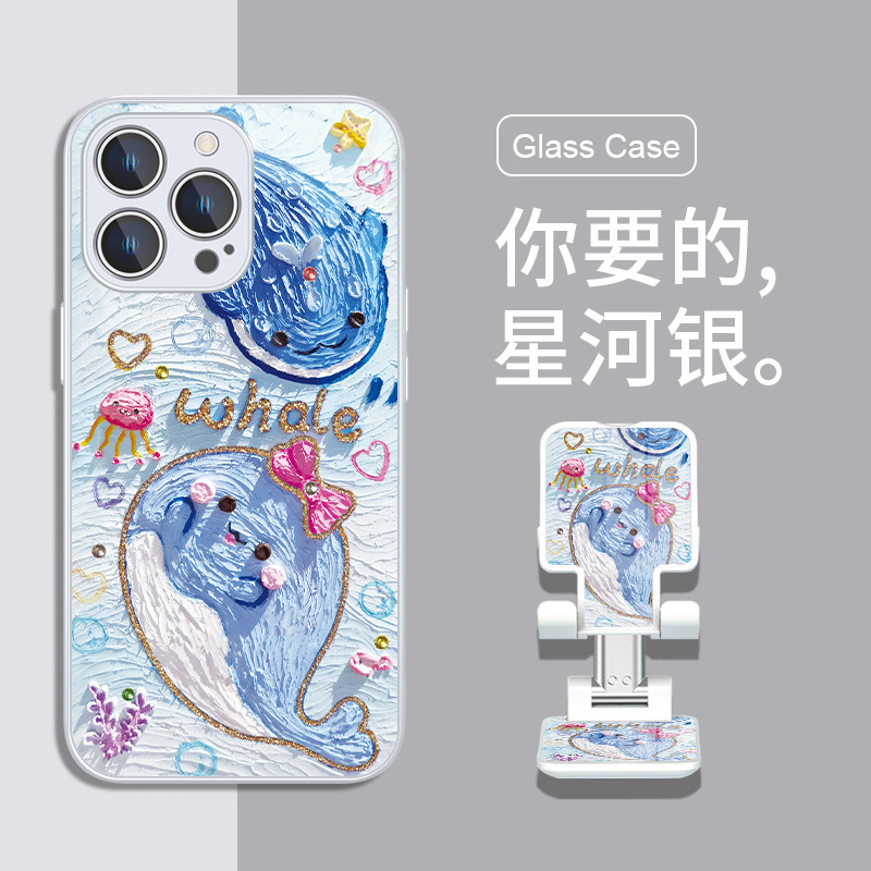 Apple 14pro クジラ携帯電話ケース iphone13promax 油絵 15plus Apple 16 Tan Songyun に適しています。|undefined