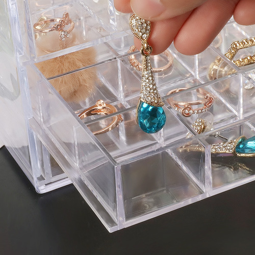 Transparent jewelry storage box, large capacity desktop jewelry organizer earring ring ring necklace bead box
