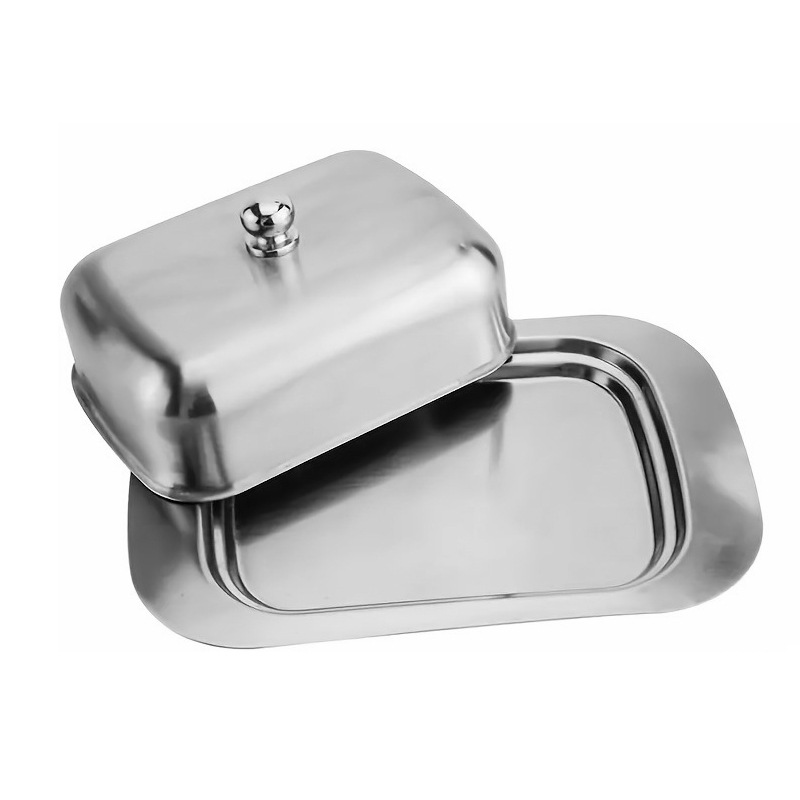 Nueva caja de mantequilla de acero inoxidable caja de queso de estilo europeo caja de mantequilla espesa caja de pan caja de pasteles