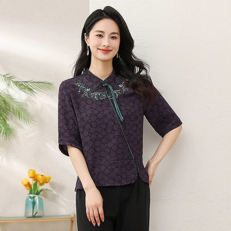 2025 Весенне-осенний модный вязаный свитер для мам, уменьшающий возраст, весенне-осенний новый осенний стильный топ для женщин среднего и пожилого возраста с круглым вырезом