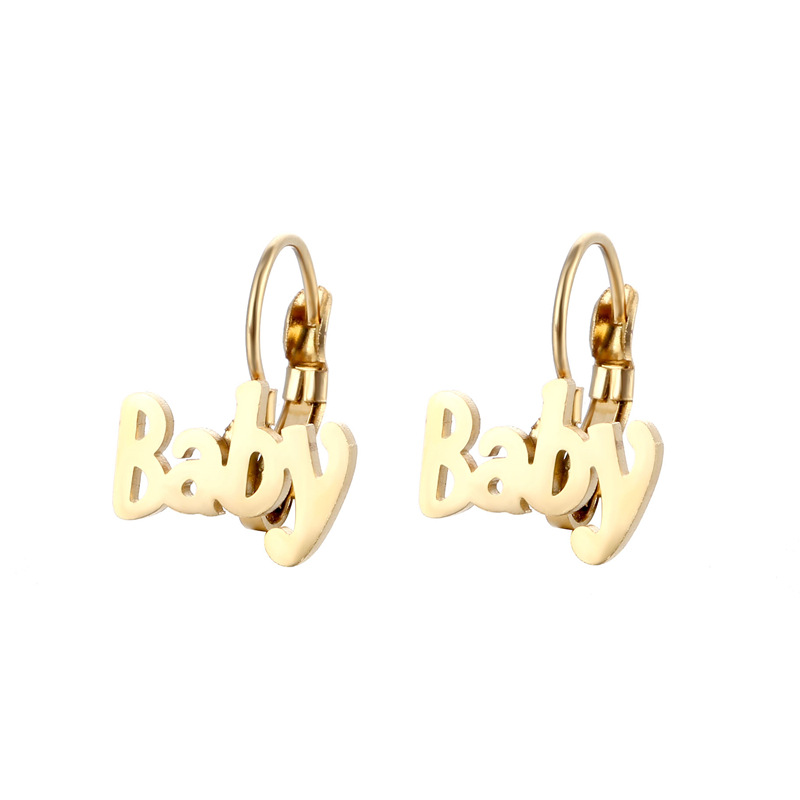 Boucle D&#39;oreille Alphabet Lettres Boucles D&#39;oreille En Acier Inoxydable Pour Bébé Alphabet Anglais display picture 1