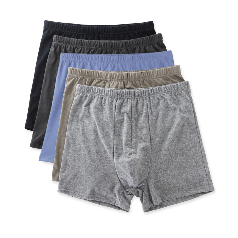 Men's Pure Cotton Boxer Briefs, Men's Cotton Shorts, Cotton Youth Mid-Waist Four-Corner Fat Men's Pure Cotton Pants