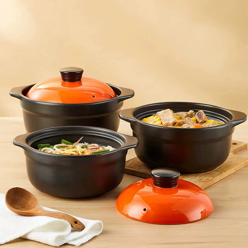 Large -capacity ceramic casserole stew cooker household gas burning without cracking sand pot pot soup pot claypot pot heat porcelain pot hot porcelain pot pot