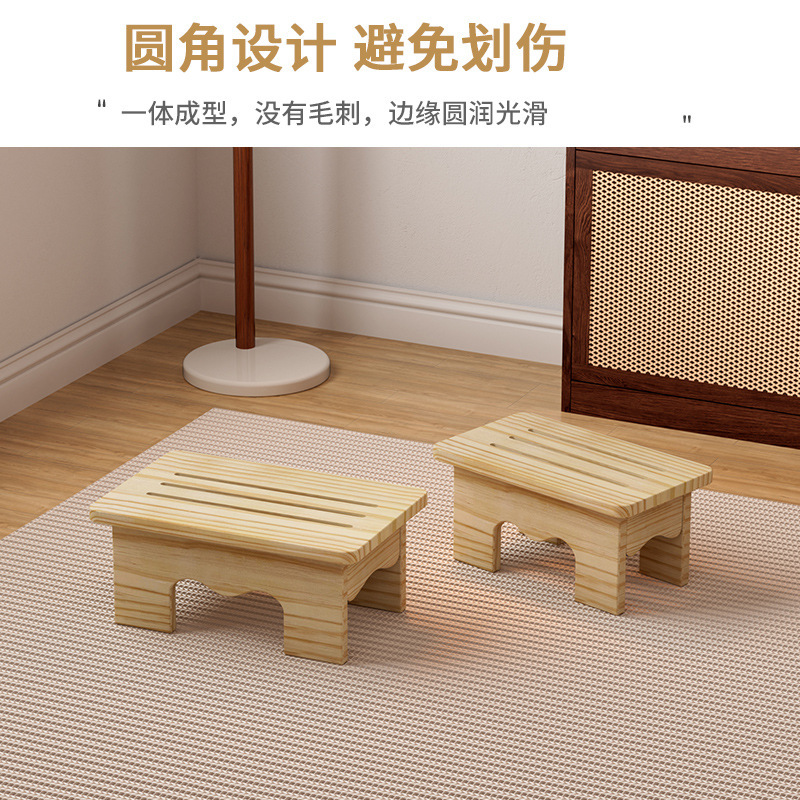Solid Wood Footstool, Small Low Stool for Office, Footrest, Bathroom Toilet Non-Slip Wooden Stool, Bench for Sitting in Entryway