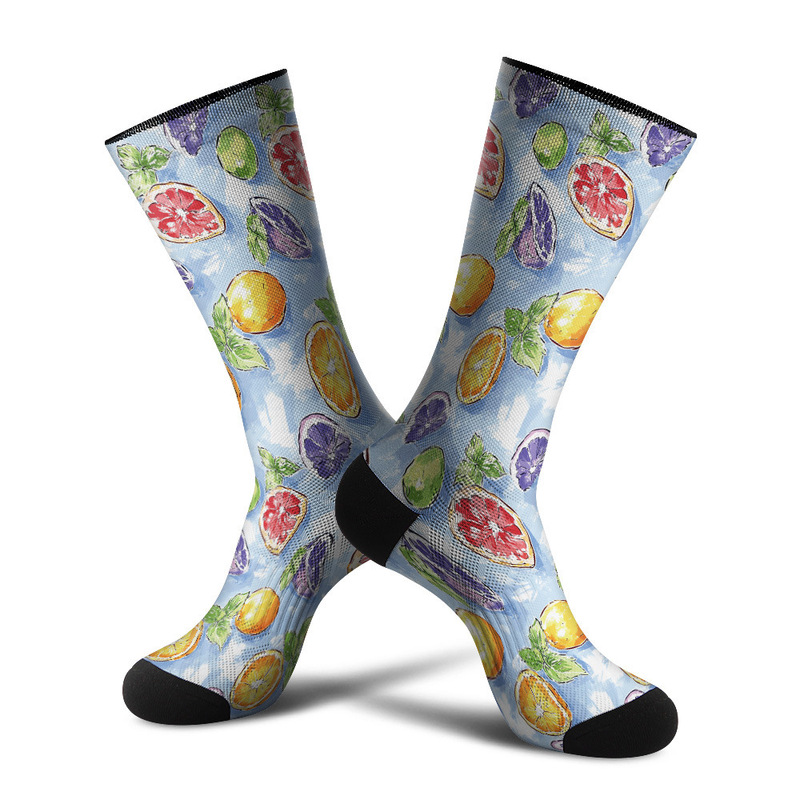 360 Seamless Digital Printing 3D Digital Printing Trendy Socks Colorful Fruit Slices Watercolor Style Stockings 360 Seamless Digital Printing 3D Digital Printing Trendy Socks Colorful Fruit Slices Watercolor Style Stockings