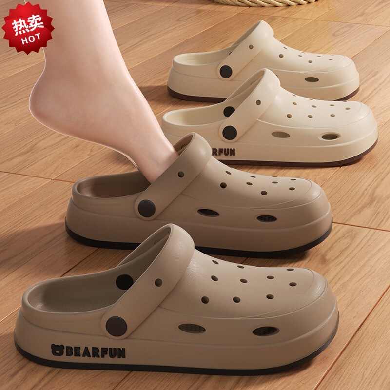 2024 New Cave Shoes Men's Summer Couple Outer Wear Home Non-slip Beach Baotou Two-wear Sandals and Slippers for Women