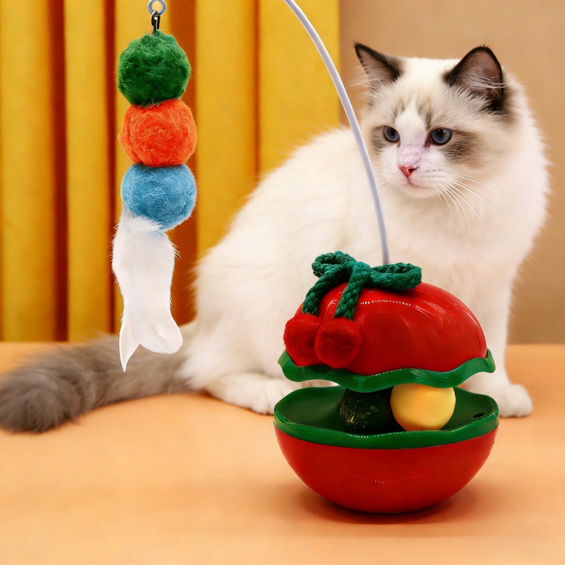 Juguete Tumbler con Plumas para Gatos de Plástico, Interactivo, para Interior