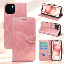 苹果皮套跨境适用iPhone16翻盖手机壳17小牛皮相框13磁吸15钱包壳