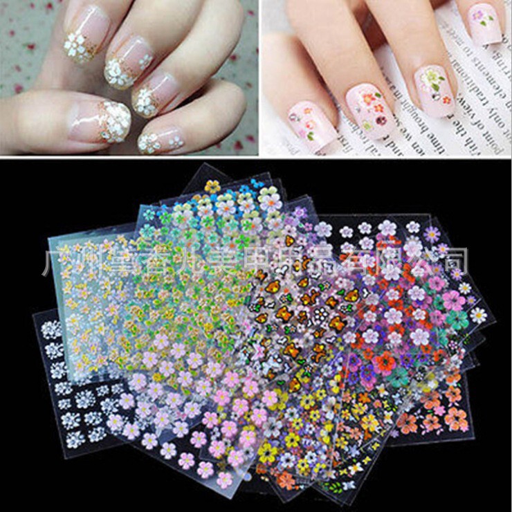 Nail art supplies wholesale 3D nail stickers three-dimensional decals 30 non-repeating black and white color mixed stickers Nail art supplies wholesale 3D nail stickers three-dimensional decals 30 non-repeating black and white color mixed stickers
