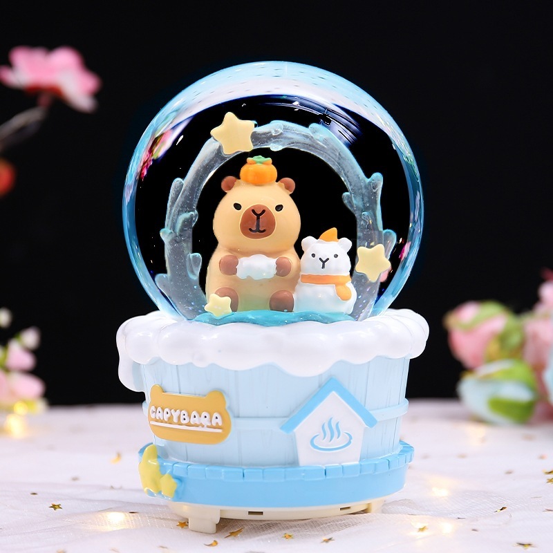 かわいいカピバラの温泉旅行クリスタルボール、光る雪の音楽ボックス、女の子への素敵な贈り物|undefined