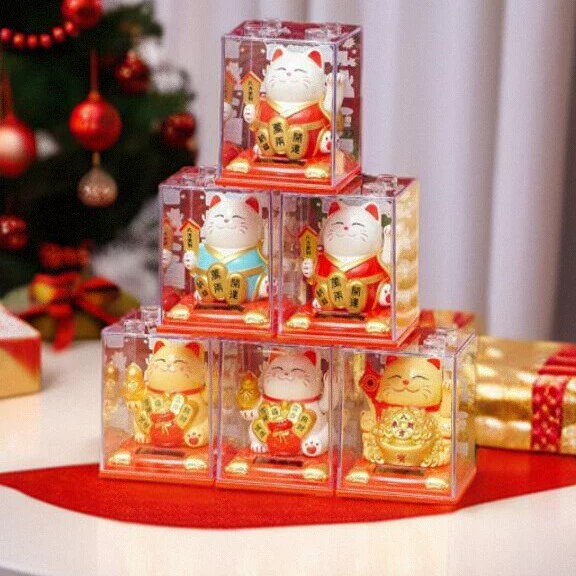 Weng Kai солнечная мини-кошка автомобильный интерьер небольшой качели автоматический магазин, чтобы открыть домашний офисный подарок