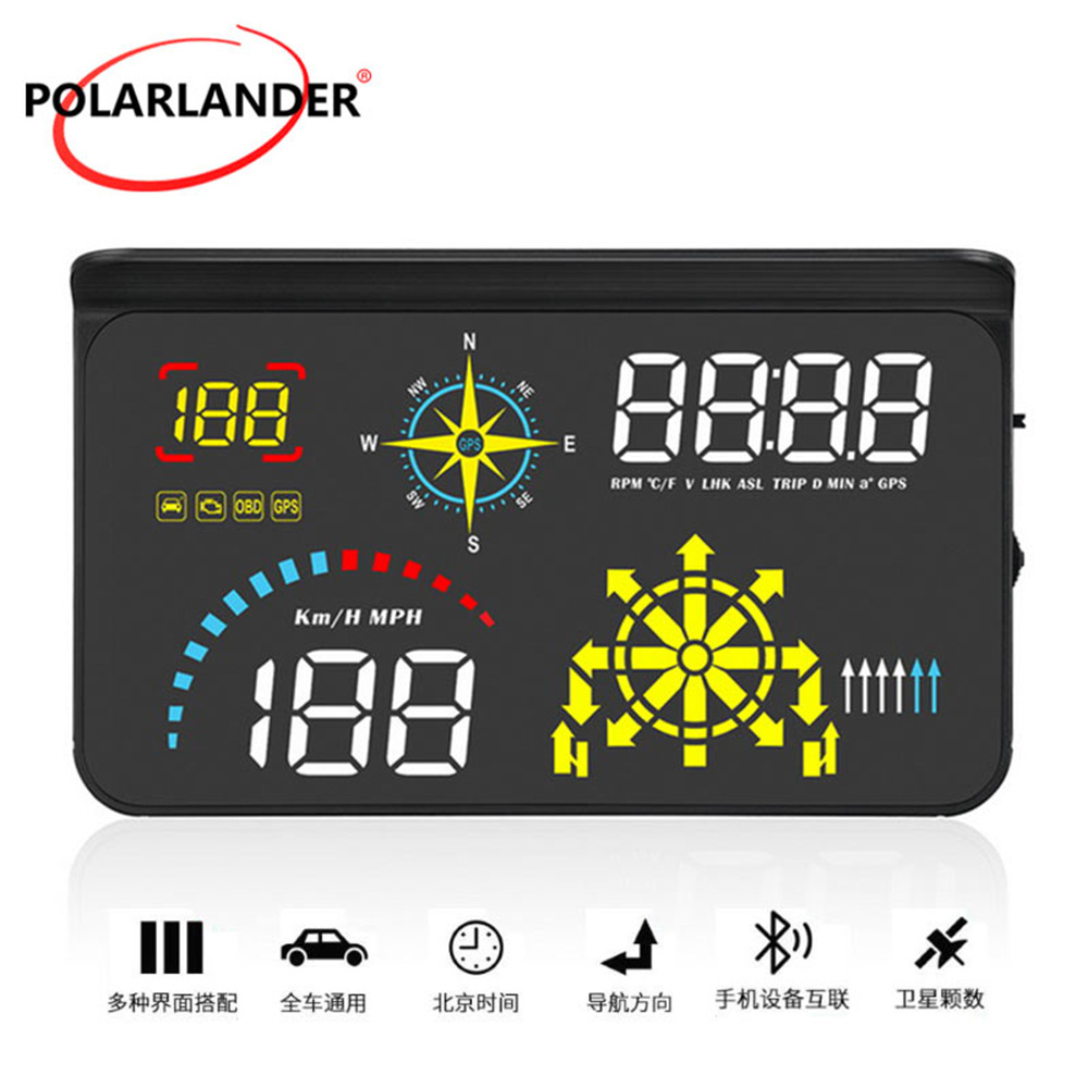 Hud Car Head-Up Display Ai Smart Electronic Dog + Navigation Dual System Obd+Gps Universal for All Cars Q10