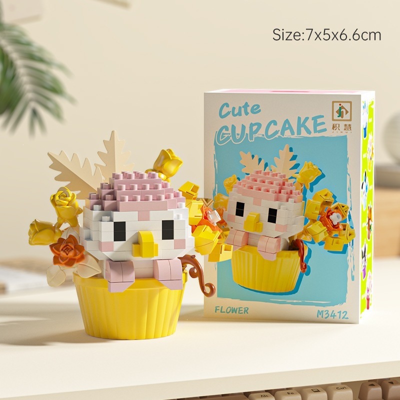 Le transfronterizo postre de dibujos animados muñeca ensamblaje de bloques de construcción decoración caja ciega juguetes de puzzle para niños 1 de junio tienda de regalo