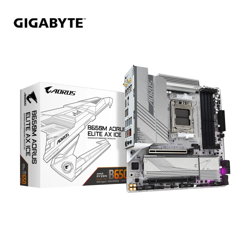Материнская плата Ice Sculpture B650M AORUS ELITE AX Ice DDR5 поддерживает CPU AMD AM5
