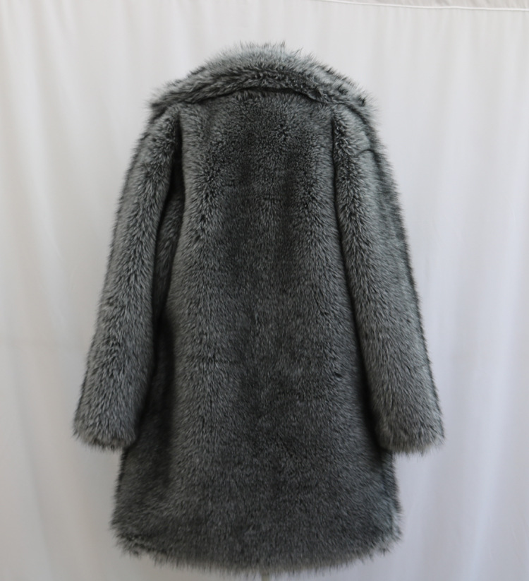 Men Imitation Fox Fur Long Coat Trendy Plus Size Winter Thick Warm