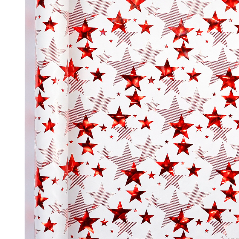 Transfronterizos para estrellas rojas estampadas de oro papel de embalaje de regalos de Navidad de lujo ligero papel de regalo de alto nivel DIY al por mayor