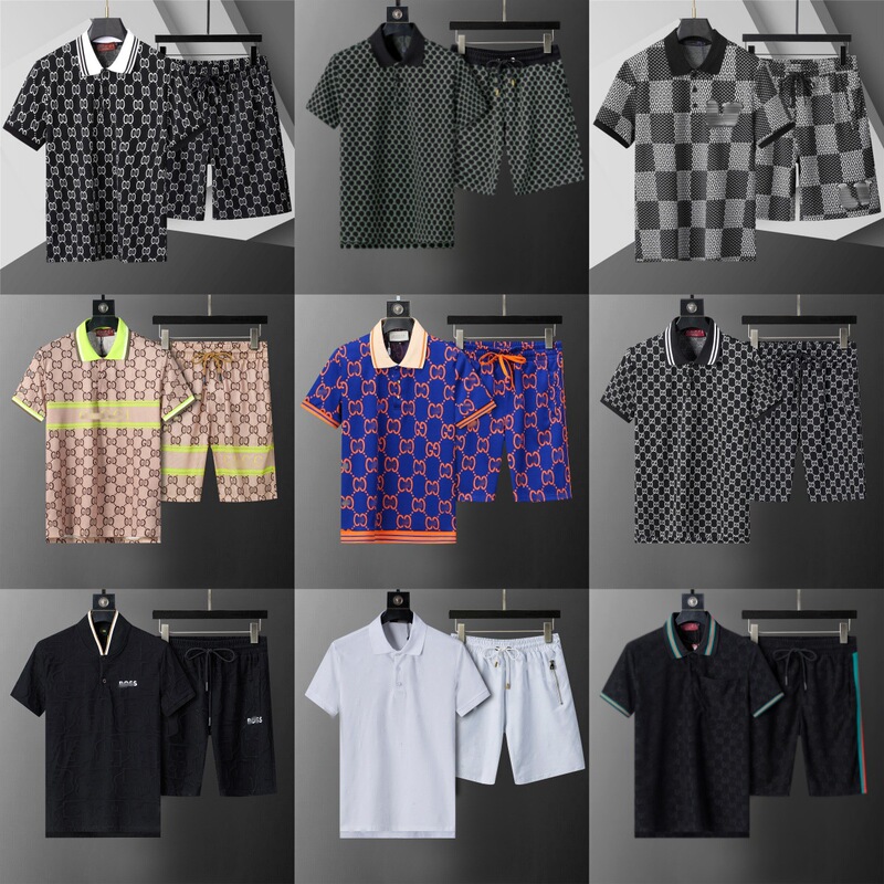 Correct Version of High-Quality Short-Sleeved Suit with Lapel, Classic Lettering Printed Cotton Polo Suit, Same Style for Men and Women